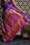 Shubh Lakshmi 2.0 ~ Handloom Pure Silk Paithani with All Over Hand Bandhani in Purple with Asawali Pallu - verymuchindian.com