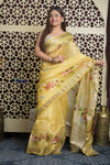 Shubh Lakshmi 2.0 ~ Handloom Pure Silk Saree in Sunlight Yellow (Silk Mark Certified) - verymuchindian.com