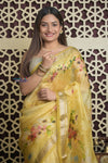 Shubh Lakshmi 2.0 ~ Handloom Pure Silk Saree in Sunlight Yellow (Silk Mark Certified) - verymuchindian.com