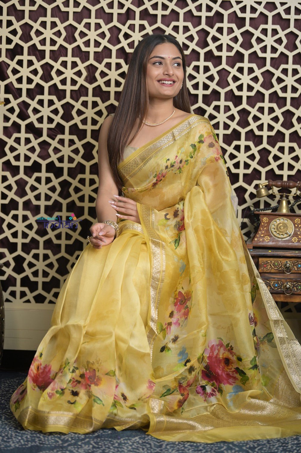 Shubh Lakshmi 2.0 ~ Handloom Pure Silk Saree in Sunlight Yellow (Silk Mark Certified) - verymuchindian.com