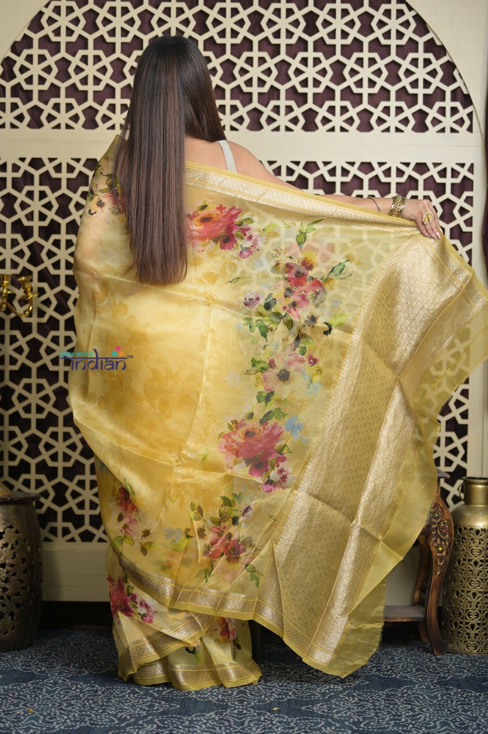 Shubh Lakshmi 2.0 ~ Handloom Pure Silk Saree in Sunlight Yellow (Silk Mark Certified) - verymuchindian.com