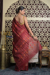 Shubh Lakshmi 2.0 ~ Handloom Pure Silk Soft Saree in Dark Maroon (Silk Mark Certified) - verymuchindian.com