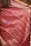 Shubh Lakshmi ~ Handloom High Quality Pure Soft Silk Brocade Saree in Rust (Silk Mark Certified) - verymuchindian.com