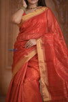 Shubh Lakshmi~ Handloom High Quality Pure Soft Silk Kota Saree in Crimson Red (Silk Mark Certified) - verymuchindian.com