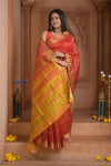 Shubh Lakshmi~ Handloom High Quality Pure Soft Silk Kota Saree in Crimson Red (Silk Mark Certified) - verymuchindian.com