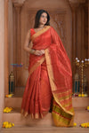 Shubh Lakshmi~ Handloom High Quality Pure Soft Silk Kota Saree in Crimson Red (Silk Mark Certified) - verymuchindian.com