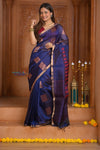 Shubh Lakshmi ~ Handloom High Quality Pure Soft Silk Kota Saree in Royal Blue (Silk Mark Certified) - verymuchindian.com