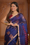 Shubh Lakshmi ~ Handloom High Quality Pure Soft Silk Kota Saree in Royal Blue (Silk Mark Certified) - verymuchindian.com