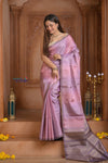 Shubh Lakshmi ~ Handloom High Quality Pure Soft Silk Saree in Blush Pink (Silk Mark Certified) - verymuchindian.com