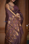 Shubh Lakshmi ~ Handloom High Quality Pure Soft Silk Saree in Brown (Silk Mark Certified) - verymuchindian.com