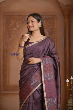 Shubh Lakshmi ~ Handloom High Quality Pure Soft Silk Saree in Coffee Brown (Silk Mark Certified) - verymuchindian.com