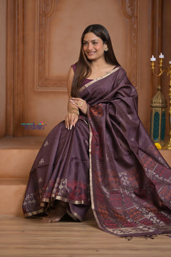 Shubh Lakshmi ~ Handloom High Quality Pure Soft Silk Saree in Coffee Brown (Silk Mark Certified) - verymuchindian.com