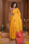 Shubh Lakshmi ~ Handloom High Quality Pure Soft Silk Saree in First Light Yellow (Silk Mark Certified) - verymuchindian.com