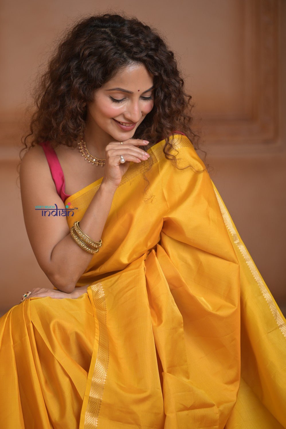 Shubh Lakshmi ~ Handloom High Quality Pure Soft Silk Saree in First Light Yellow (Silk Mark Certified) - verymuchindian.com