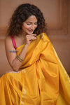 Shubh Lakshmi ~ Handloom High Quality Pure Soft Silk Saree in First Light Yellow (Silk Mark Certified) - verymuchindian.com