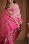 Shubh Lakshmi~ Handloom High Quality Pure Soft Silk Saree in Fuschia Pink (Silk Mark Certified) - verymuchindian.com