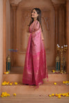 Shubh Lakshmi~ Handloom High Quality Pure Soft Silk Saree in Fuschia Pink (Silk Mark Certified) - verymuchindian.com