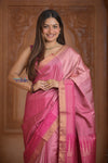 Shubh Lakshmi~ Handloom High Quality Pure Soft Silk Saree in Fuschia Pink (Silk Mark Certified) - verymuchindian.com
