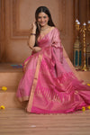 Shubh Lakshmi~ Handloom High Quality Pure Soft Silk Saree in Fuschia Pink (Silk Mark Certified) - verymuchindian.com