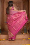 Shubh Lakshmi~ Handloom High Quality Pure Soft Silk Saree in Fuschia Pink (Silk Mark Certified) - verymuchindian.com