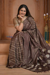Shubh Lakshmi ~ Handloom High Quality Pure Soft Silk Saree in Gold Brown (Silk Mark Certified) - verymuchindian.com