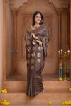 Shubh Lakshmi ~ Handloom High Quality Pure Soft Silk Saree in Gold Brown (Silk Mark Certified) - verymuchindian.com