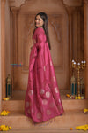 Shubh Lakshmi~ Handloom High Quality Pure Soft Silk Saree in Hot Pink (Silk Mark Certified) - verymuchindian.com