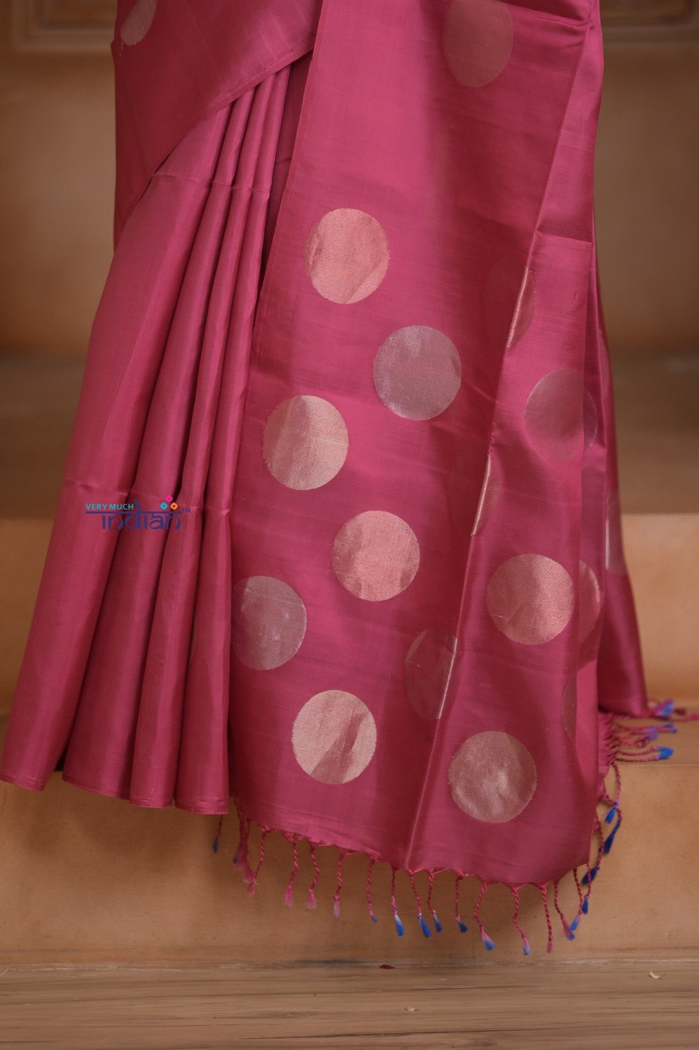 Shubh Lakshmi~ Handloom High Quality Pure Soft Silk Saree in Hot Pink (Silk Mark Certified) - verymuchindian.com