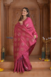 Shubh Lakshmi~ Handloom High Quality Pure Soft Silk Saree in Hot Pink (Silk Mark Certified) - verymuchindian.com