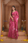 Shubh Lakshmi~ Handloom High Quality Pure Soft Silk Saree in Hot Pink (Silk Mark Certified) - verymuchindian.com