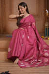 Shubh Lakshmi~ Handloom High Quality Pure Soft Silk Saree in Hot Pink (Silk Mark Certified) - verymuchindian.com