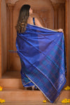 Shubh Lakshmi ~ Handloom High Quality Pure Soft Silk Saree in Marine Blue (Silk Mark Certified) - verymuchindian.com