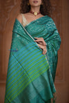 Shubh Lakshmi ~ Handloom High Quality Pure Soft Silk Saree in Ocean Green (Silk Mark Certified) - verymuchindian.com