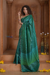 Shubh Lakshmi ~ Handloom High Quality Pure Soft Silk Saree in Ocean Green (Silk Mark Certified) - verymuchindian.com