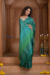 Shubh Lakshmi ~ Handloom High Quality Pure Soft Silk Saree in Ocean Green (Silk Mark Certified) - verymuchindian.com