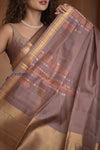 Shubh Lakshmi ~ Handloom High Quality Pure Soft Silk Saree in Pantone Brown (Silk Mark Certified) - verymuchindian.com