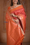 Shubh Lakshmi ~ Handloom High Quality Pure Soft Silk Saree in Red and Orange (Silk Mark Certified) - verymuchindian.com