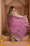 Shubh Lakshmi ~ Handloom High Quality Pure Soft Silk Saree in Rose Pink and Gold (Silk Mark Certified) - verymuchindian.com