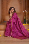 Shubh Lakshmi ~ Handloom High Quality Pure Soft Silk Saree in Rose Pink and Gold (Silk Mark Certified) - verymuchindian.com