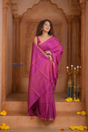 Shubh Lakshmi ~ Handloom High Quality Pure Soft Silk Saree in Rose Pink and Gold (Silk Mark Certified) - verymuchindian.com