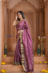 Shubh Lakshmi ~ Handloom High Quality Pure Soft Silk Saree in Rose Pink and Gold (Silk Mark Certified) - verymuchindian.com