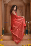 Shubh Lakshmi ~ Handloom High Quality Pure Soft Silk Saree in Ruby (Silk Mark Certified) - verymuchindian.com