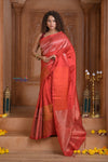 Shubh Lakshmi ~ Handloom High Quality Pure Soft Silk Saree in Ruby (Silk Mark Certified) - verymuchindian.com