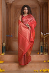 Shubh Lakshmi ~ Handloom High Quality Pure Soft Silk Saree in Ruby (Silk Mark Certified) - verymuchindian.com