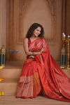 Shubh Lakshmi ~ Handloom High Quality Pure Soft Silk Saree in Ruby (Silk Mark Certified) - verymuchindian.com