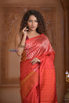 Shubh Lakshmi ~ Handloom High Quality Pure Soft Silk Saree in Ruby (Silk Mark Certified) - verymuchindian.com