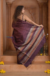 Shubh Lakshmi ~ Handloom High Quality Pure Soft Silk Saree in Salient Brown (Silk Mark Certified) - verymuchindian.com
