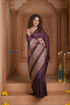 Shubh Lakshmi ~ Handloom High Quality Pure Soft Silk Saree in Salient Brown (Silk Mark Certified) - verymuchindian.com