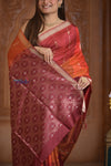 Shubh Lakshmi ~ Handloom High Quality Pure Soft Silk Saree in Shades of Autumn Orange (Silk Mark Certified) - verymuchindian.com