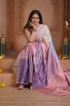 Shubh Lakshmi ~ Handloom High Quality Pure Soft Silk Saree in Shades of Pink and Lilac (Silk Mark Certified) - verymuchindian.com
